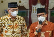 Sandiaga dan Nova Bahas Pengembangan Parekraf Aceh