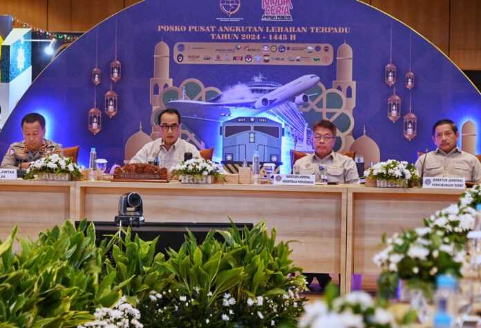 FOTO 19 April_menutup Posko Pusat Angkutan Lebaran Terpadu Tahun 2024 1445 Hijriah di Kantor Kementerian Perhubungan INI