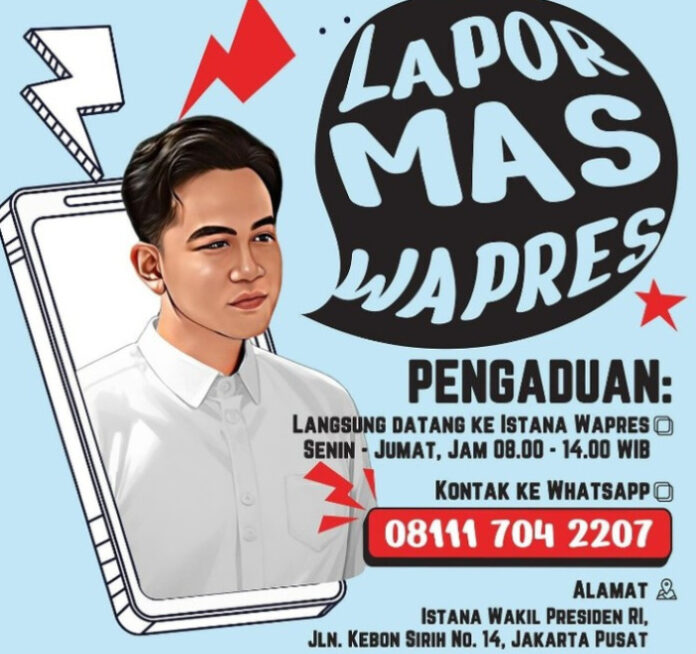 FOTO 11 Nov_Informasi Wakil Presiden (Wapres) Gibran Rakabuming Raka kepada masyarakat yang akan mengadukan berbagai persoalan. (dok. istimewa) INI