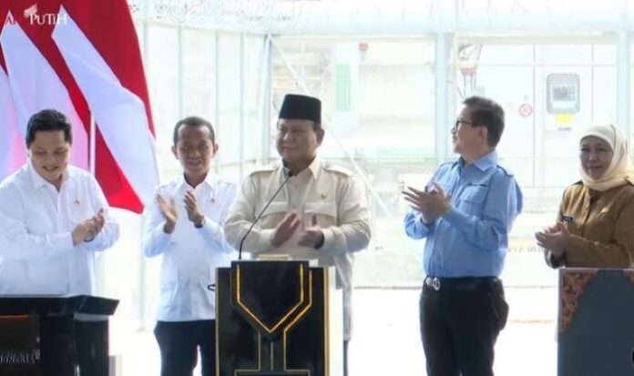 FOTO 17 Maret_Presiden Prabowo Subianto meresmikan smelter atau pabrik pemurnian logam mulia milk PT Freeport Indonesia di Gresik, Jawa Timur. (dok. youtubesetpres) 1