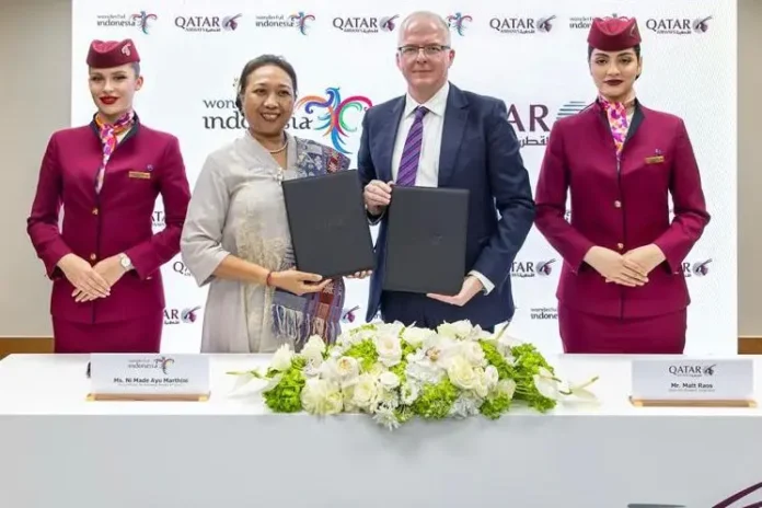 FOTO 9 Mei_Penandatanganan nota kesepahaman antara Kementerian Pariwisata (Kemenpar) dengan maskapai asal Qatar, yakni Qatar Airways.