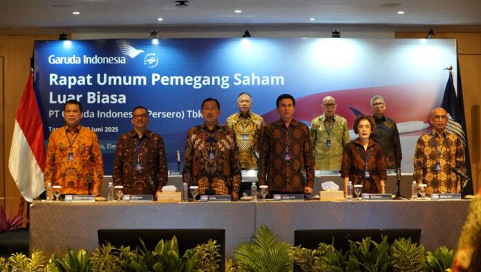 FOTO 6 Juli_Rapat Umum Pemegang Saham Luar Biasa (RUPSLB) Garuda Indonesia di Tangerang, Banten. garudaindonesia