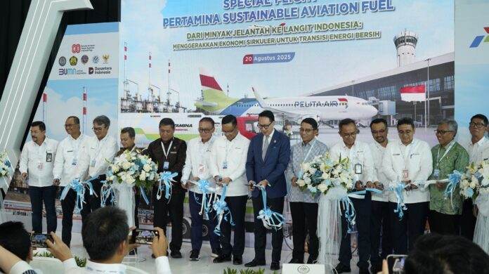 FOTO 21 Agst_Inagurasi peluncuran SAF secara komersial di Terminal 3 Bandar Udara Soekarno-Hatta, Cengkareng, Banten. hubud