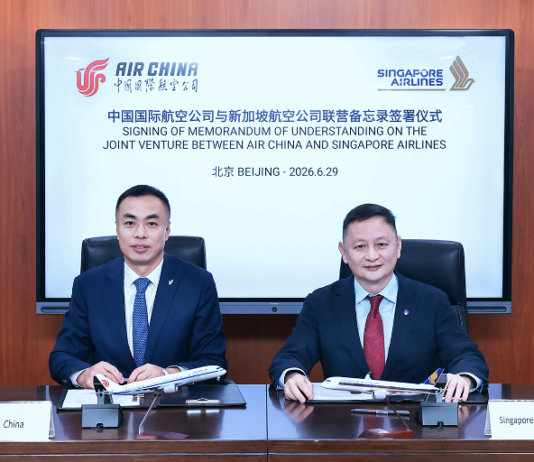 Air China dan Singapore Airlines Tandatangan MoU Pererat Kerja Sama Komersial